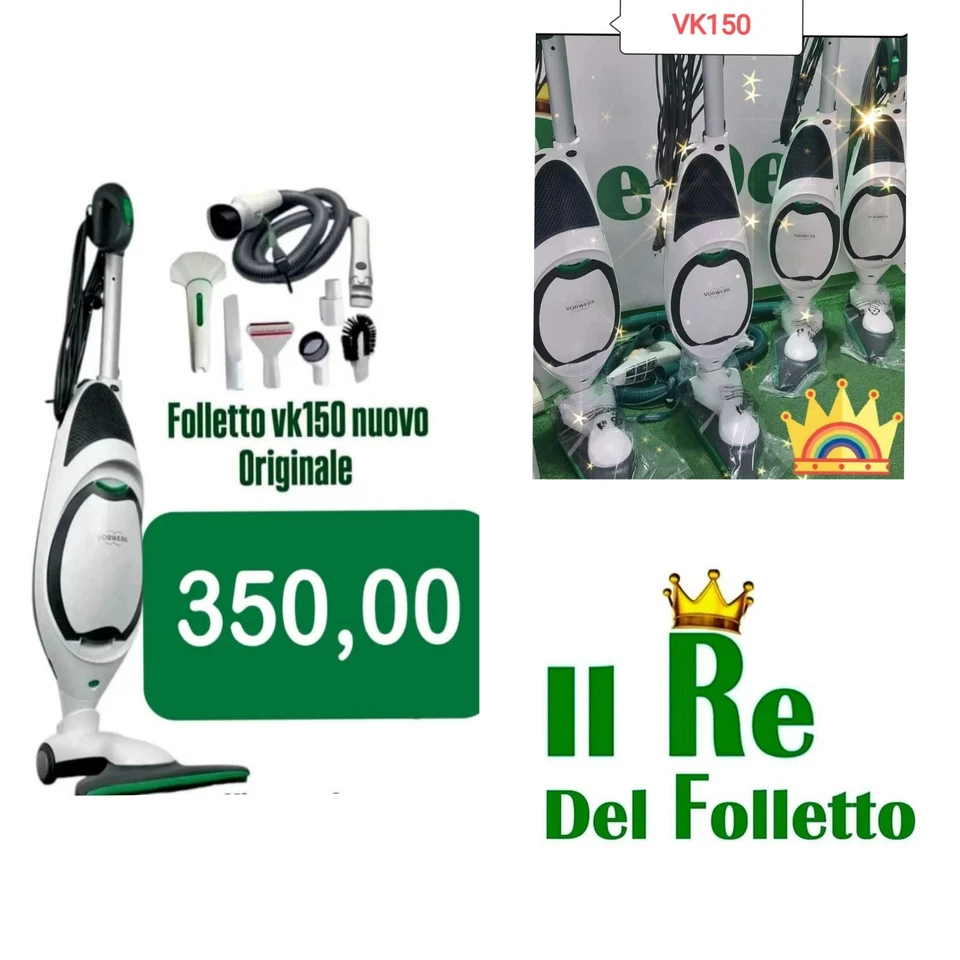 VORWERK FOLLETTO VK150 NUOVO-24 MESI DI GARANZIA-KIT TUBI SACCHETTI PROFUMI
