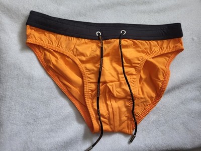 Bruno Banani Cosmopolit Retro Swim Brief - Size Medium - Orange & Black - NWT
