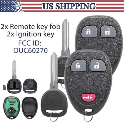2 For 2008 2009 Saturn Vue Remote Car Key Fob OUC60270 + Transponder Key 46 Chip