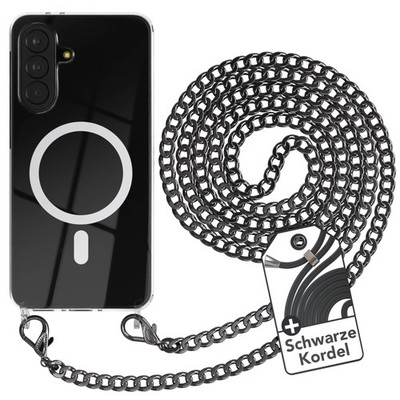 MagSafe Hülle Handykette für Samsung Galaxy A37 mit Band Metall Grau + Kordel