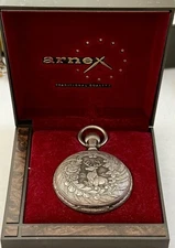 Vintage 1970s Arnex 17j Hunting Pocket Watch Runs Box