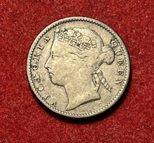 Straits Settlements 10 Cents 1893 Silver Coin KM#11 T9634