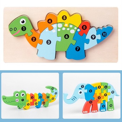 6x Wooden Animal Matching 3D Puzzle Educational Interesting Animal Matching SET