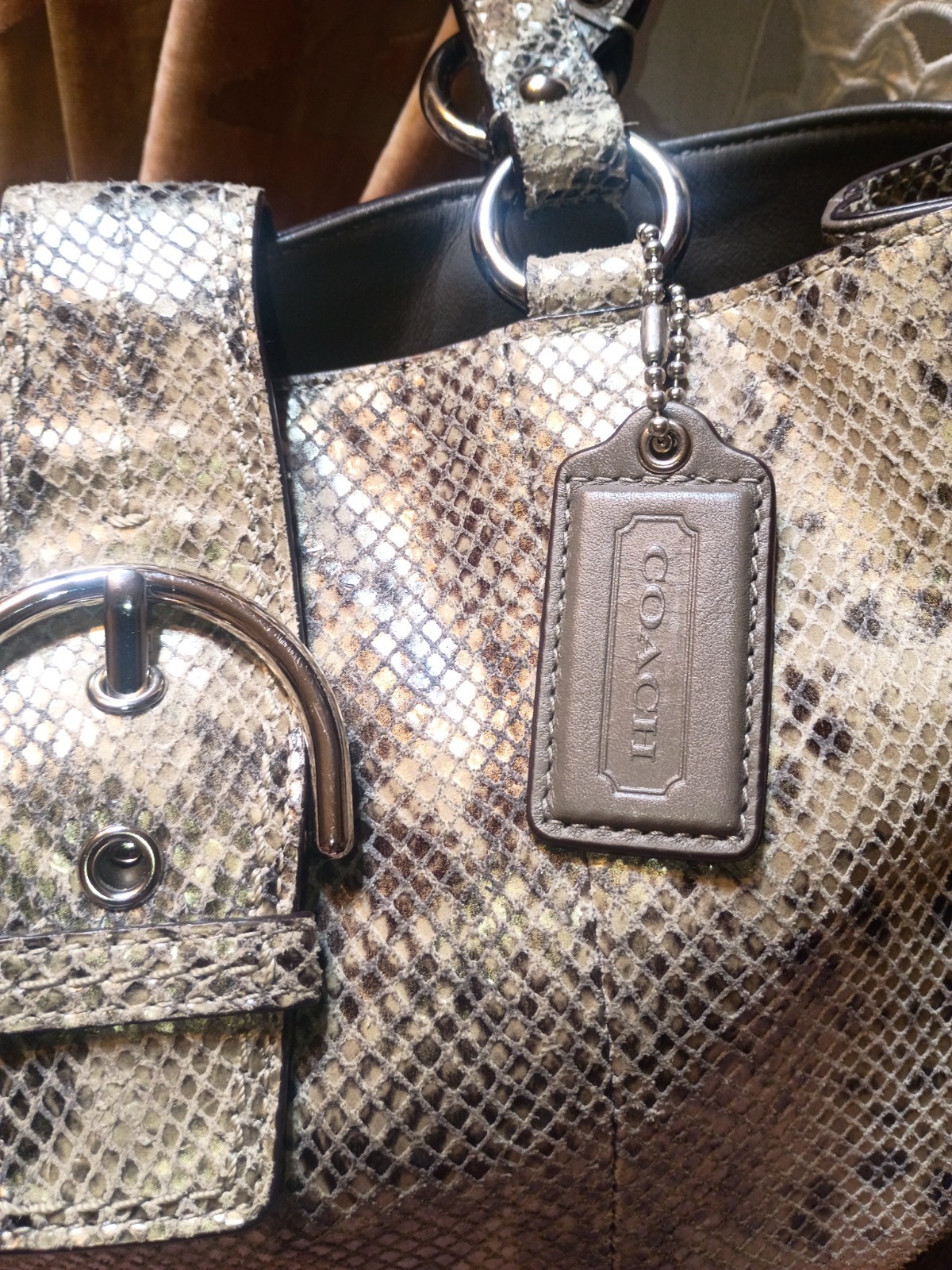 Coach Python Embossed Leather Tote/Double Handle … - image 6