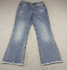 Free People Jeans Womens 27 We The Free Button Fly Highrise Frayed Straight Crop