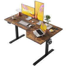 Electric Standing Desk, L-Shaped 55 Inches Height Adjustable Desk, Sit and St...