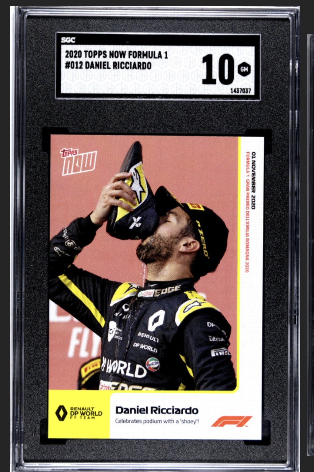 2020 Topps Now Formula 1 F1 Daniel Ricciardo Shoey #12 SGC 10 PR /1764
