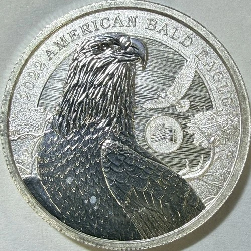 SILVER 1 oz 0.9999 Tuvalu 2022 American Bald Eagle Sovereign Silver Bullion Coin