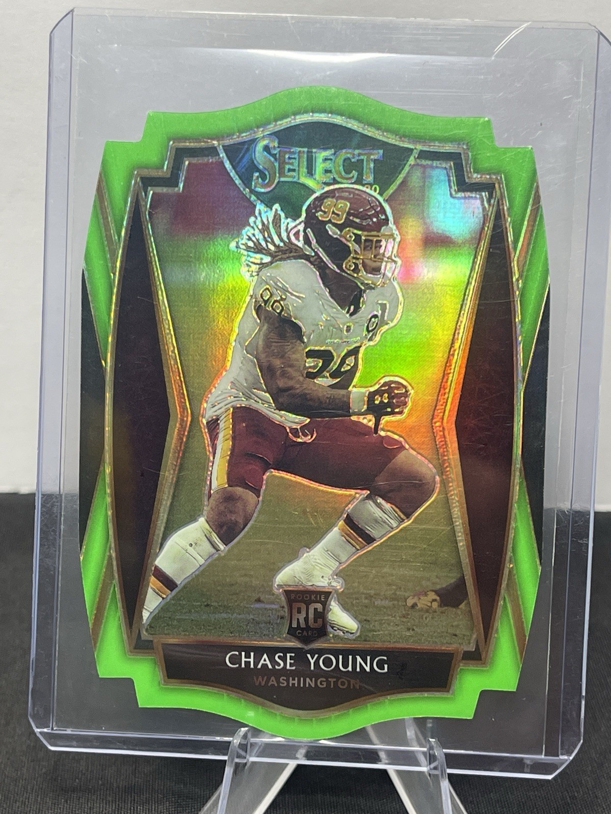 2020 Panini Select - Premier Level Neon Green Die Cut #164 Chase Young (RC)