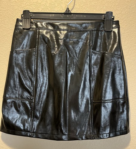 Art Class Girls' Size XL 14 Black Shiny Faux Leather A-Line Skirt - Picture 2 of 3