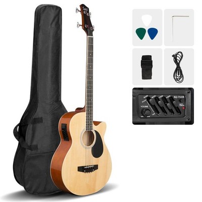 Glarry EQ Electric Acoustic Bass Guitar Rosewood Fingerboard Wood With Bag