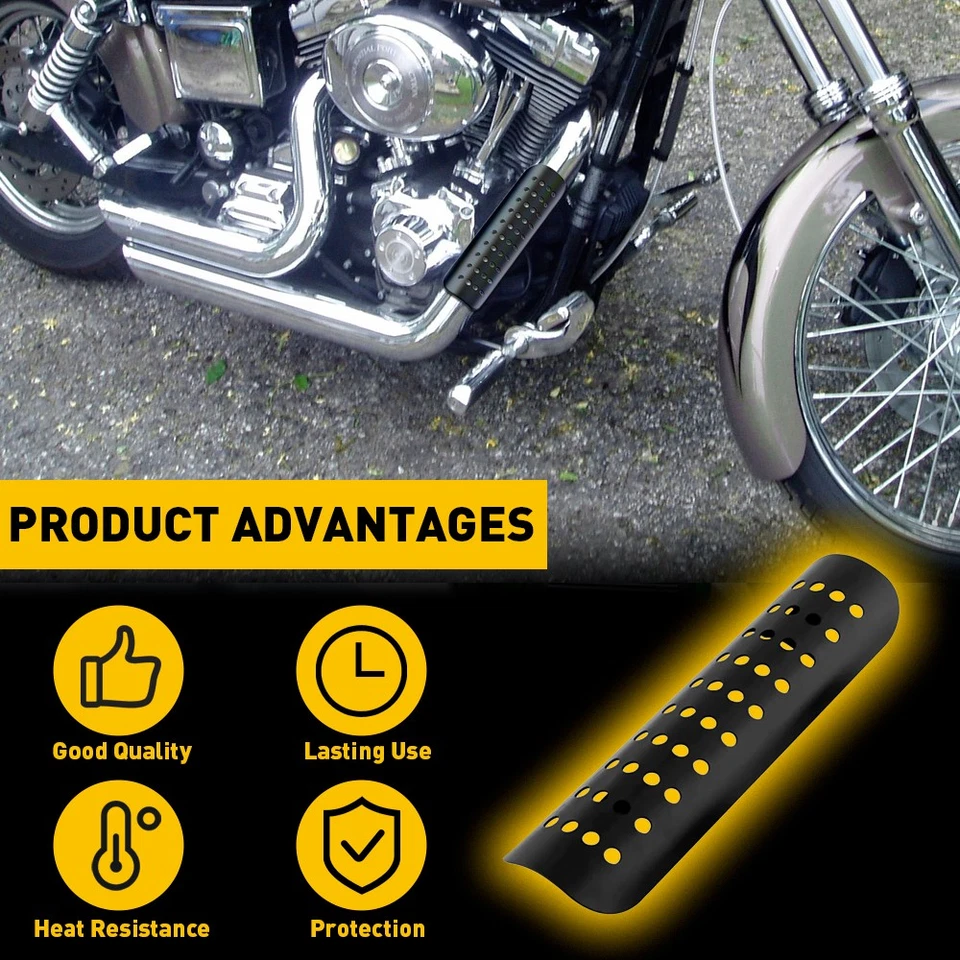 Universal Black Exhaust Muffler Pipe Shield Heat Cover Heel Guard Motorcycle - Image 4 of 4