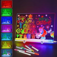 Acrylic Dry Erase Board with Light, 13.7x10 7 Color Changing Touch LED Note B...