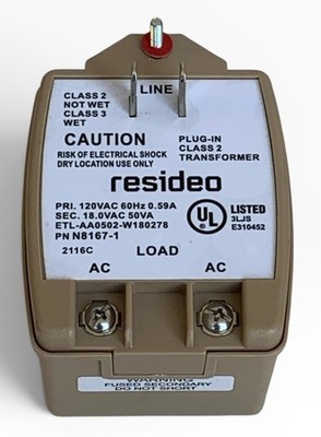 Honeywell Resideo N8167-1 18VAC 50VA Plug-In Class 2 Transformer