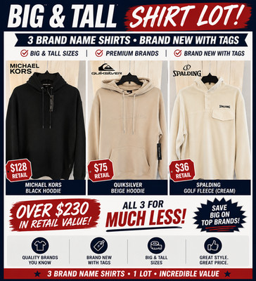   BRAND NAME MEN S HOODIE LOT DEAL LARGE Michael Kors Quiksilver Spalding NWT 
