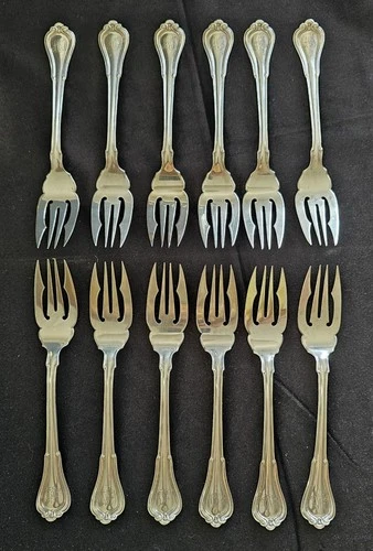 12 Antique Sterling Silver Serving Forks Shreve & Co. 465.68 Grams Monogrammed