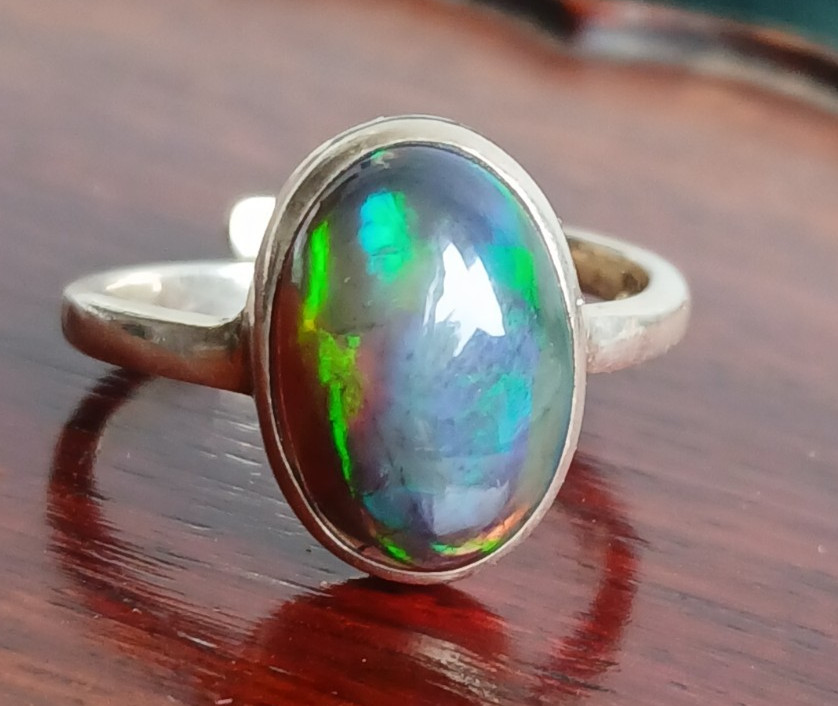 Sterling Black Opal Adjustable Ring. - image 5