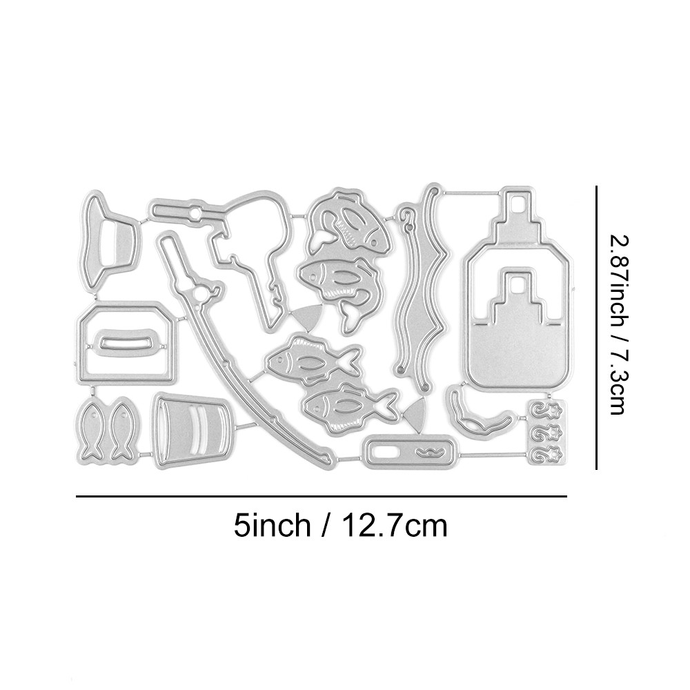 3D Pop up Fishing Metal Cutting Dies Stencils DIY Scrapbooking Craft Card Making