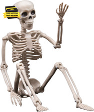 Halloween Decorations Outdoor Skeletons - 16" Posable Plastic Skeleton - Spooky
