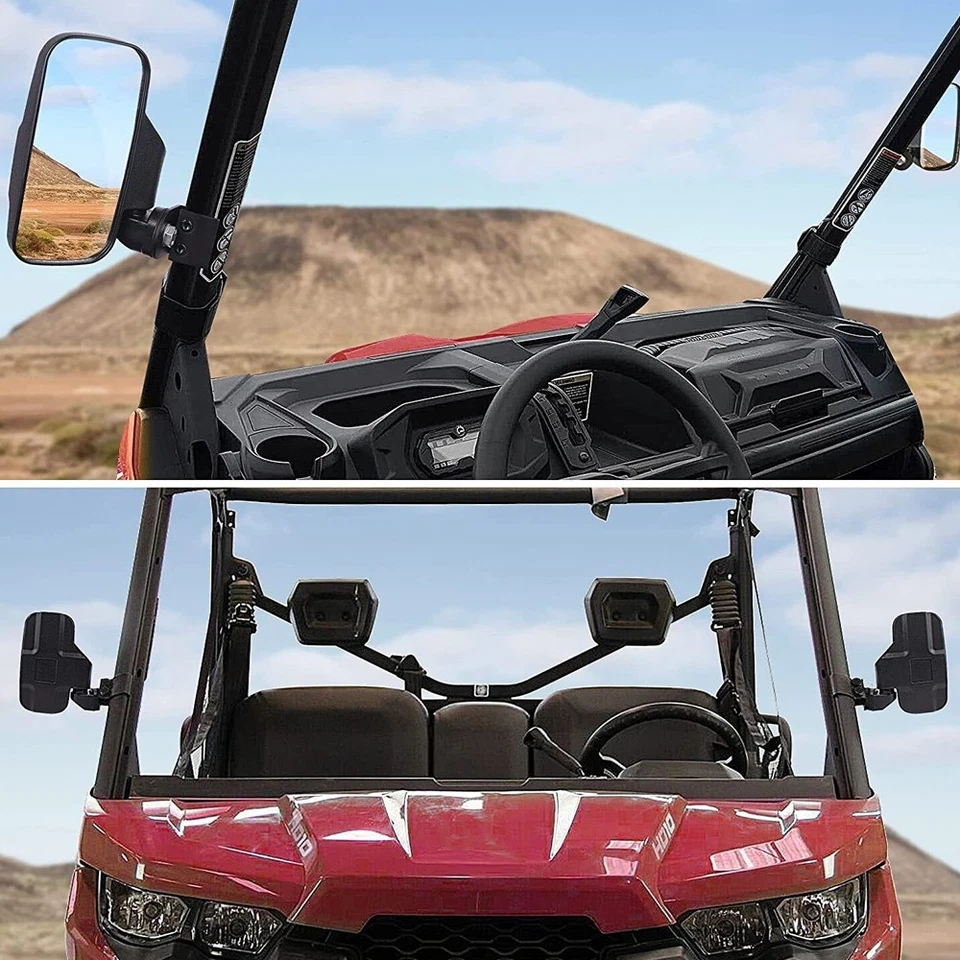 UTV Rear Mirrors Side View Set Fits Ranger Polaris RZR XP 570 Crew 800 900 1000 - Image 2 of 4