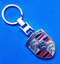 Porsche Sliver Double Sided Logo Car Keychain Key Ring Key Chain