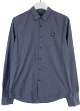 Camicia Armani Jeans Uomo Larga Colletto Maniche Lunghe Blu Regolare