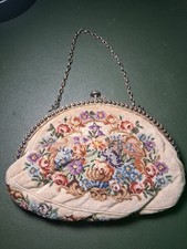 Antique Austrian Petit Point Floral Evening Purse
