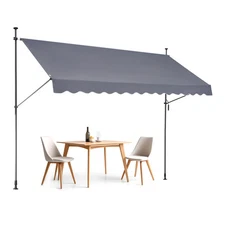 138x47" Patio Awning Retractable Awning Sunshade Shelter with Crank Handle