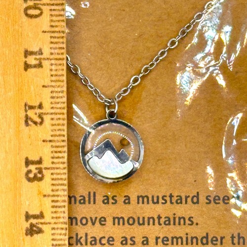 Mustard Seed Mountain Pendant Necklace With Chain NIP Matthew 17:20 Faith-Inspi - Picture 2 of 8