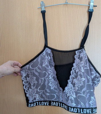 SheIn Damen Bustier Spitze Blumenmuster 2XL Schwarz Weiß Polyester