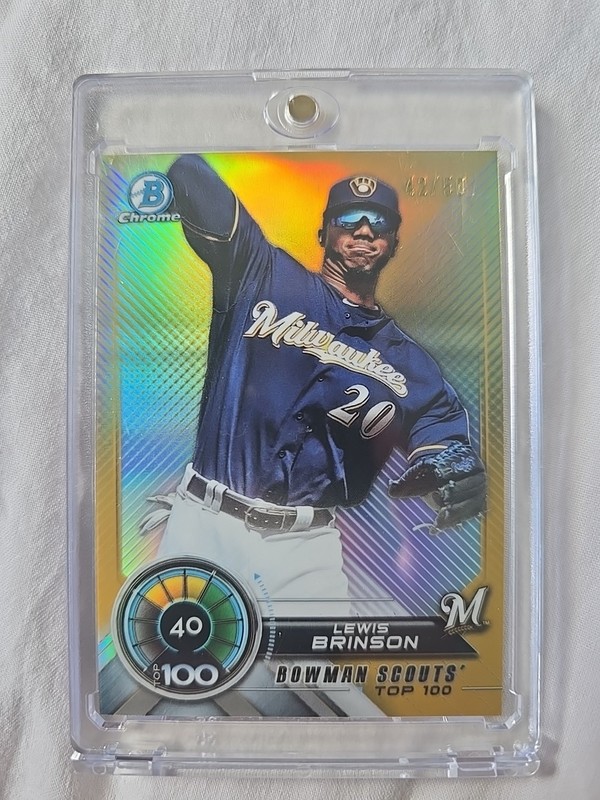 2018 Bowman - Bowman Scouts' Top 100 Lewis Brinson #BTP-40 Gold Refractor /50
