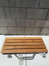 Home Aesthetics 36" ADA Compliant Shower Seat Teak Wood Folding Bench Wall