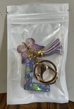 TTYY Initial  L  Letter Purple Keychain with Butterfly