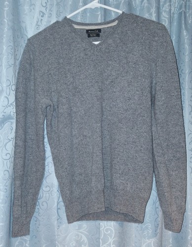 Massimo Dutti Cashmere Wool Sweater Designer Gray Men's Medium Very Soft Great!