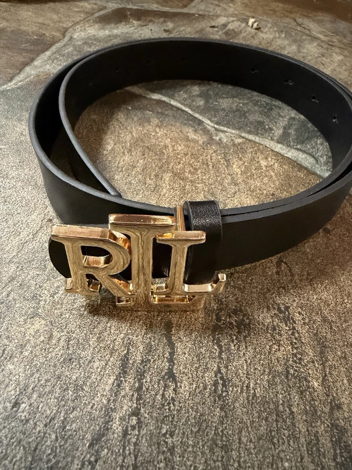 Black Faux Leather Ralph Lauren Designer Belt Size Small 105cm - Image 2 of 2