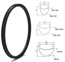 Cerchio in fibra di carbonio 26 pollici anello tubeless leggero simmetrico per mountain bike 