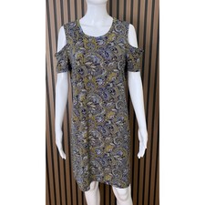 Michael Michael Kors Women's XL Paisley Cold Shoulder Shift Dress Navy