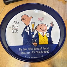 Vintage Piels Light Beer Harry & Bert Serving 13" Tray Metal 1957 Brooklyn NY 