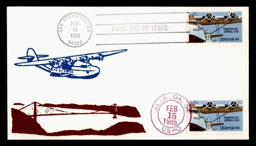 DR WHO 1985 FDC CHINA CLIPPER AIRMAIL ANV DUAL CANCEL M75776