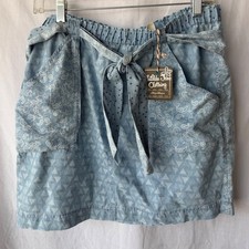 NEW Matilda Jane Mini Skirt Blue Paisley Geometric Cottagecore Chambray Medium