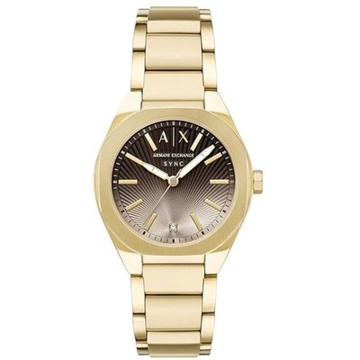 Armani Exchange Women's Watch Sync Quartz Gold and Black Dial Bracelet AX6031