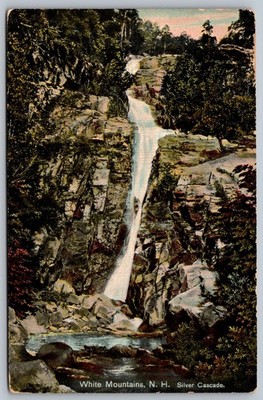 Postcard c1908 New Hampshire White Mountains Silver Cascade Falls NH DB P9