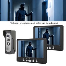 Black 7in TFT Camera 2 Monitors Video Doorbell Intercom Night View System 815m12