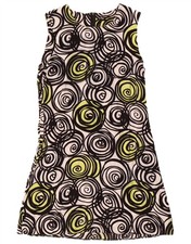 VINTAGE Womens Sleeveless A-Line Dress UK 14 Medium Black Geometric BQ11