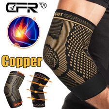 Copper Elbow Brace Compression Support Sleeve Arthritis Tendonitis Joint Pain L6