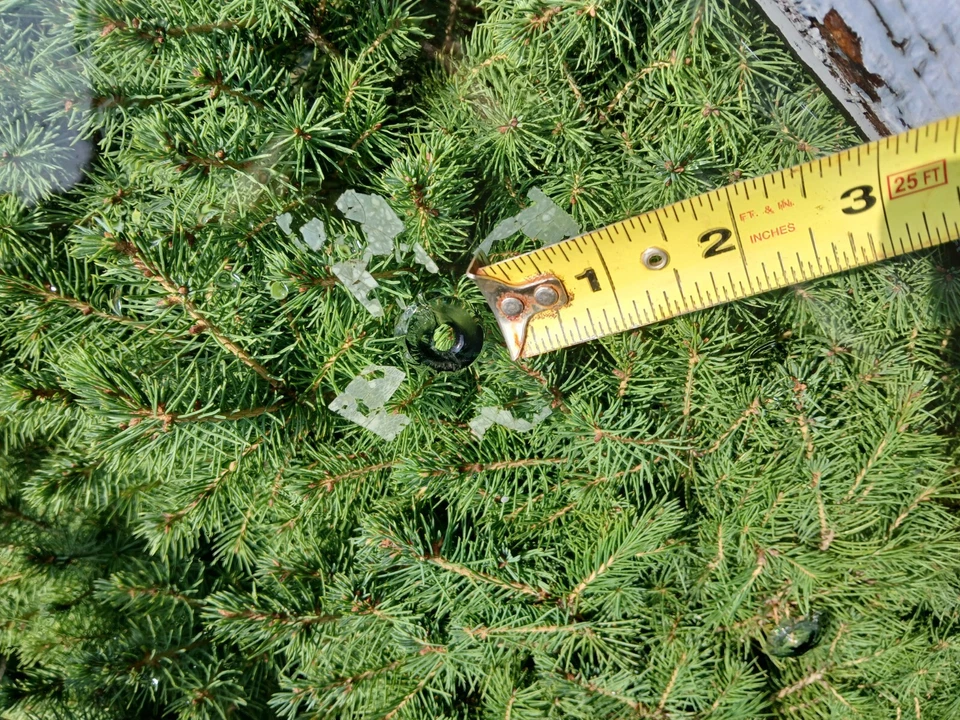 Par de luces laterales de entrada antiguas de vidrio biselado con plomo 16x84 con orificios de bala Foto 4 de 4