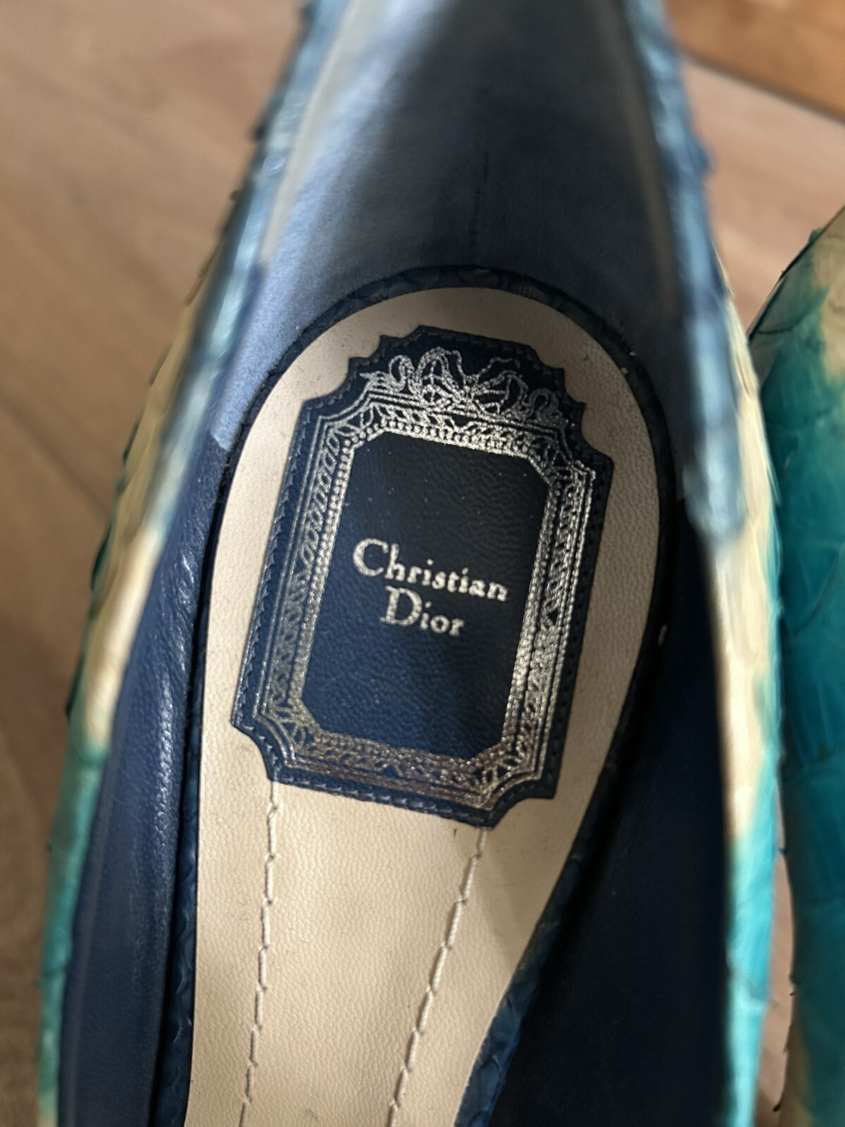 Dior Multicolour Python Texture Leather Peep Toe … - image 6