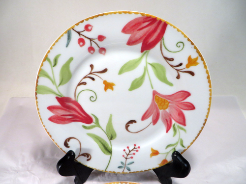 (4) Oneida Italian Cypress Porcelain Salad Plates Elegant Floral Pattern 8" - Picture 5 of 8
