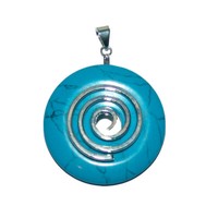 TüRkinit (Magnesit Coloriert) Donut AnhäNger Rund Ø Ca.50 Mm Mit Silberfarbener