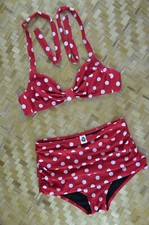 Aloha-Beachwear Women Vintage Retro Bikini Set high waisted handmade Polka Dots